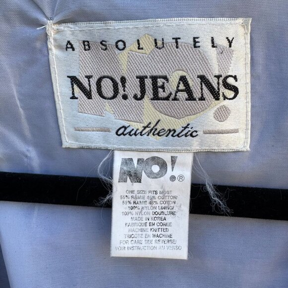 NO! Jeans Vintage 90s 80s Embroidered Knit Linen Cardigan House Of Windsor Crest - Picture 2 of 15